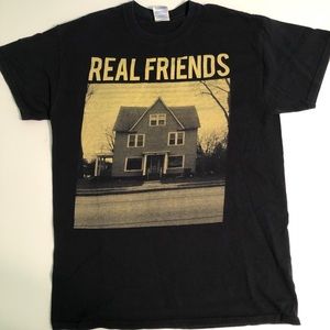 REAL FRIENDS Mens T-Shirt Black Medium M Pop Punk